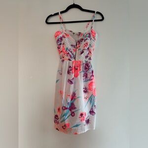 Roxy Neon Pink Floral Print Dress
